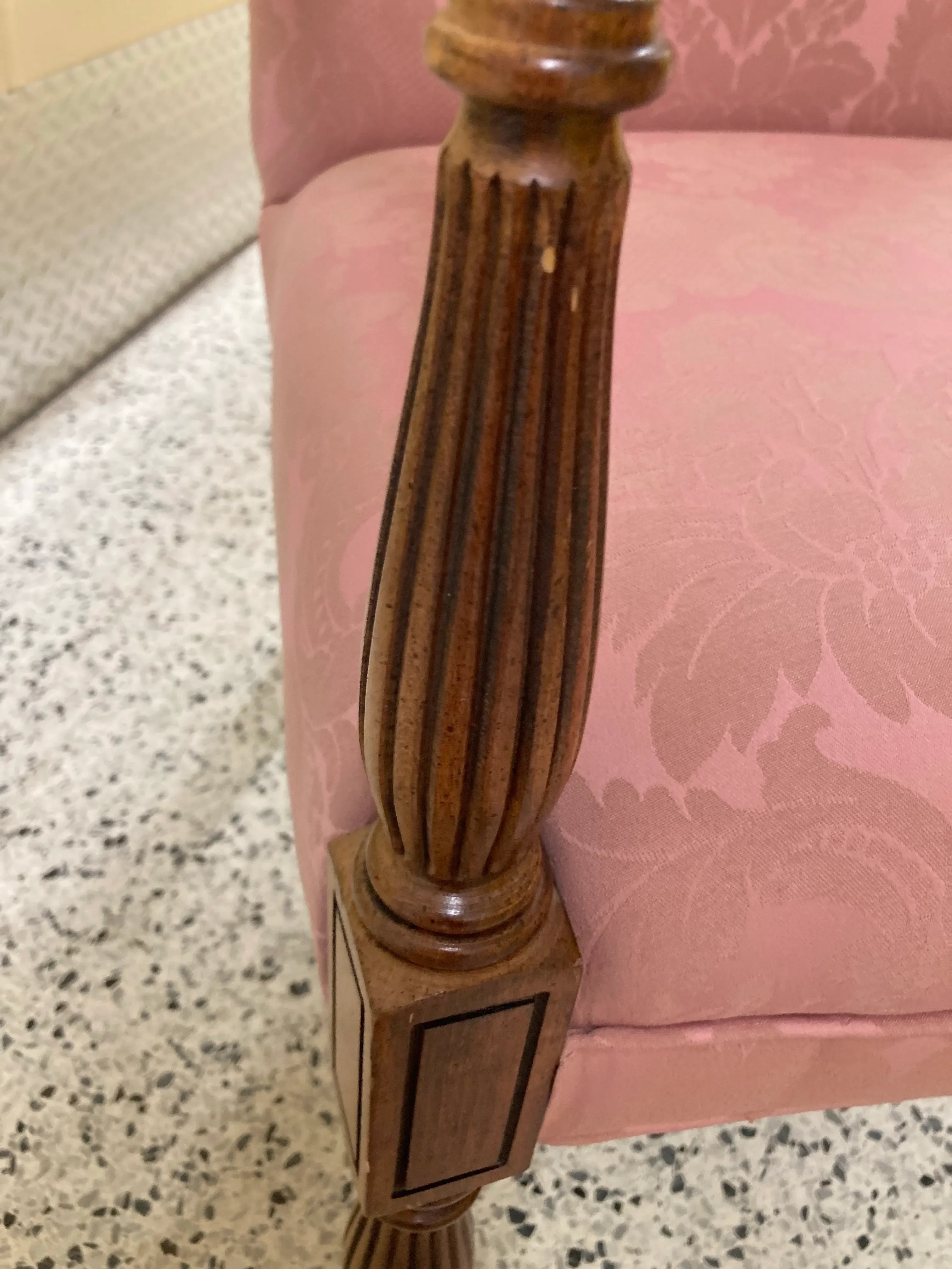 Late 20th Century Library Chairs in Pink Rose Damask by Sam Moore Furniture - A Pair