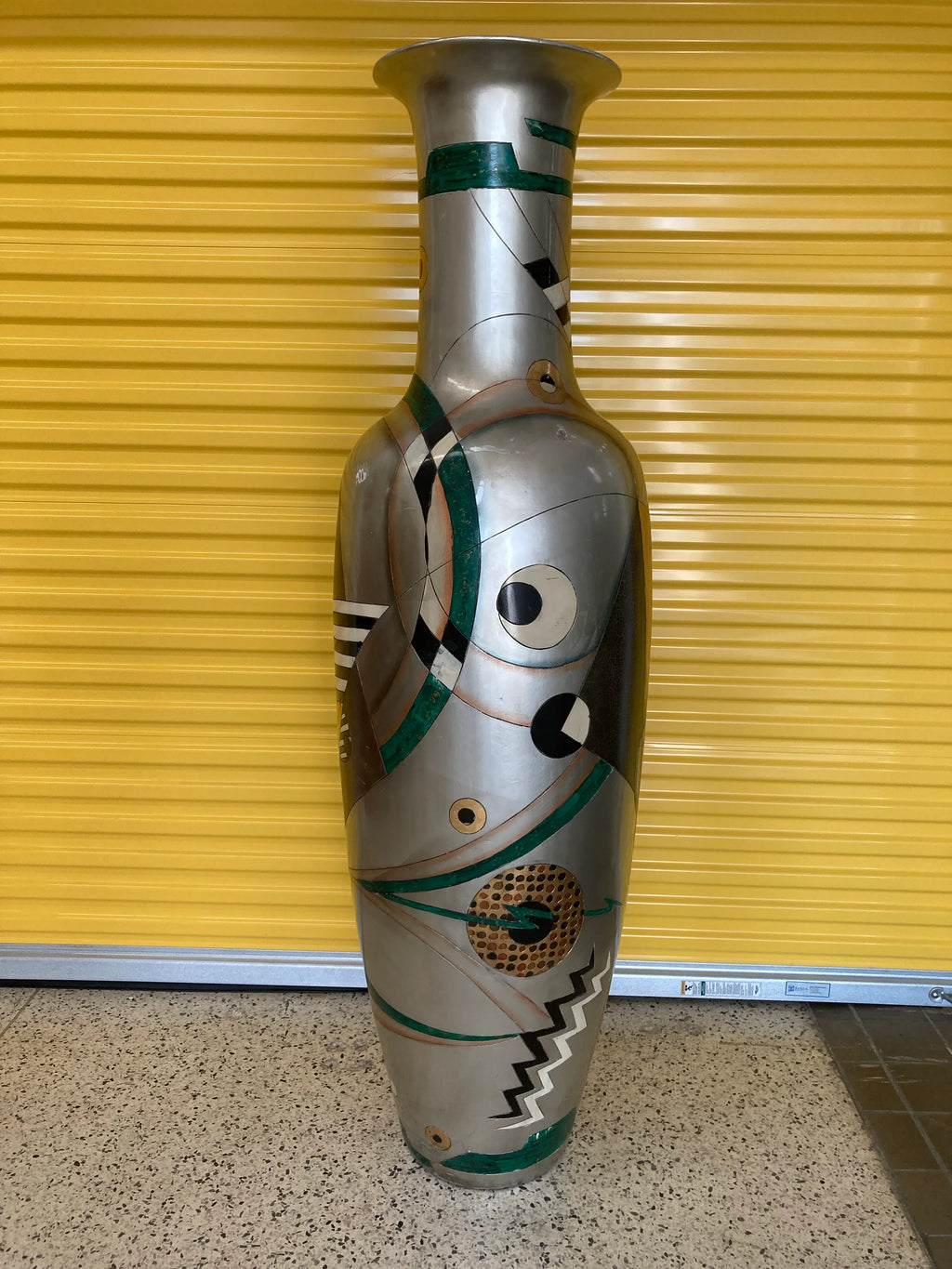 Late 20th Century Oversized Six Foot Tall Japanese Floor Vase in Memphis Style