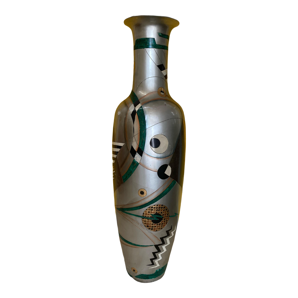 Late 20th Century Oversized Six Foot Tall Japanese Floor Vase in Memphis Style