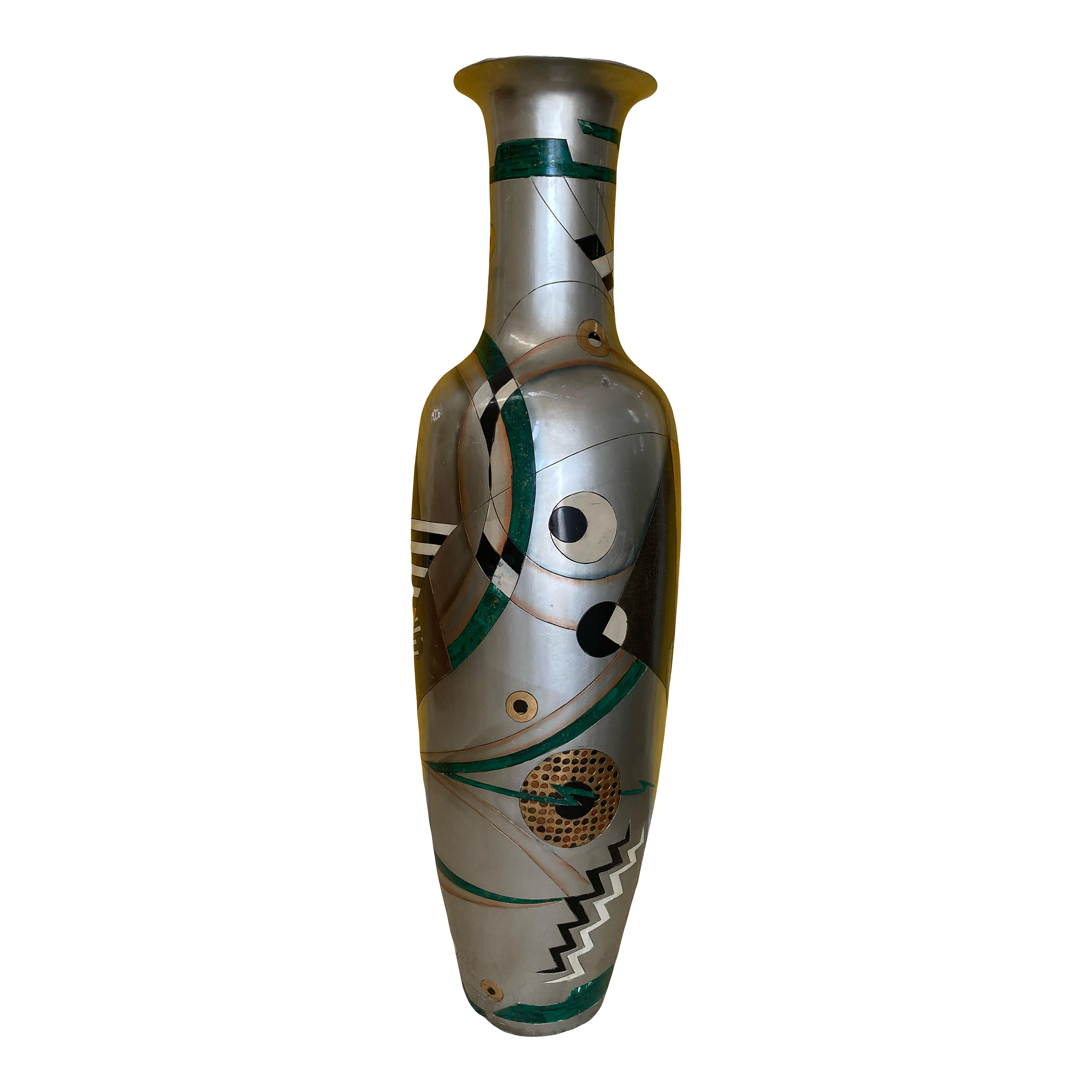 Late 20th Century Oversized Six Foot Tall Japanese Floor Vase in Memphis Style