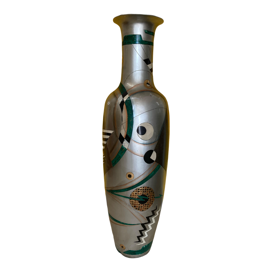 Late 20th Century Oversized Six Foot Tall Japanese Floor Vase in Memphis Style