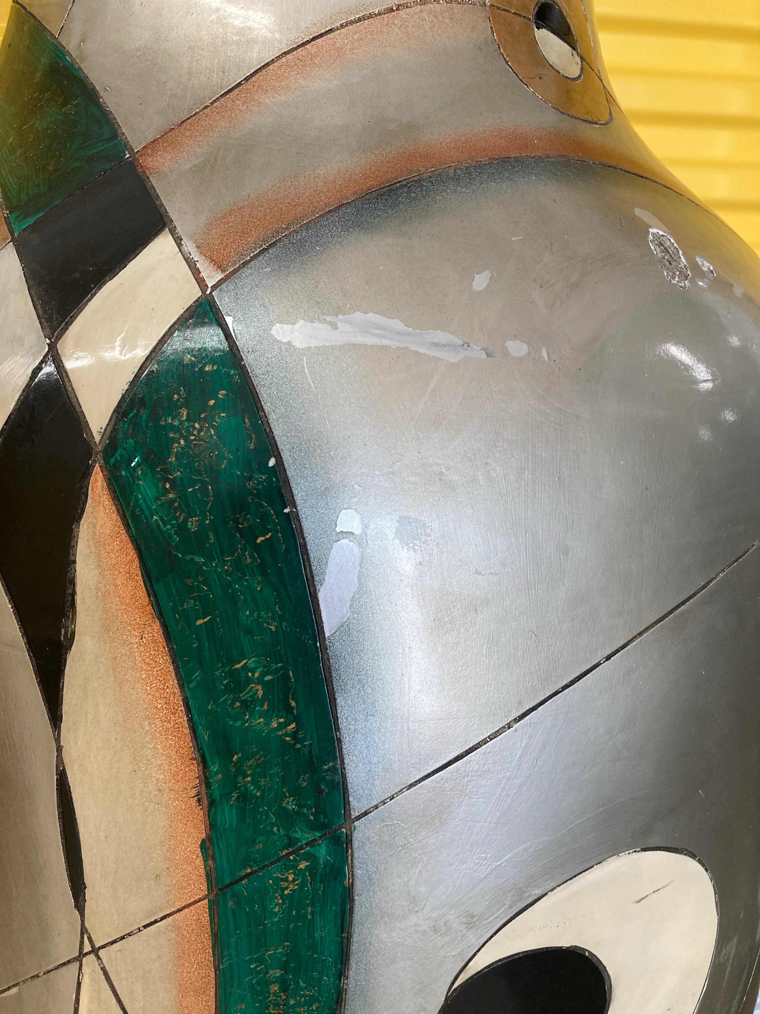 Late 20th Century Oversized Six Foot Tall Japanese Floor Vase in Memphis Style