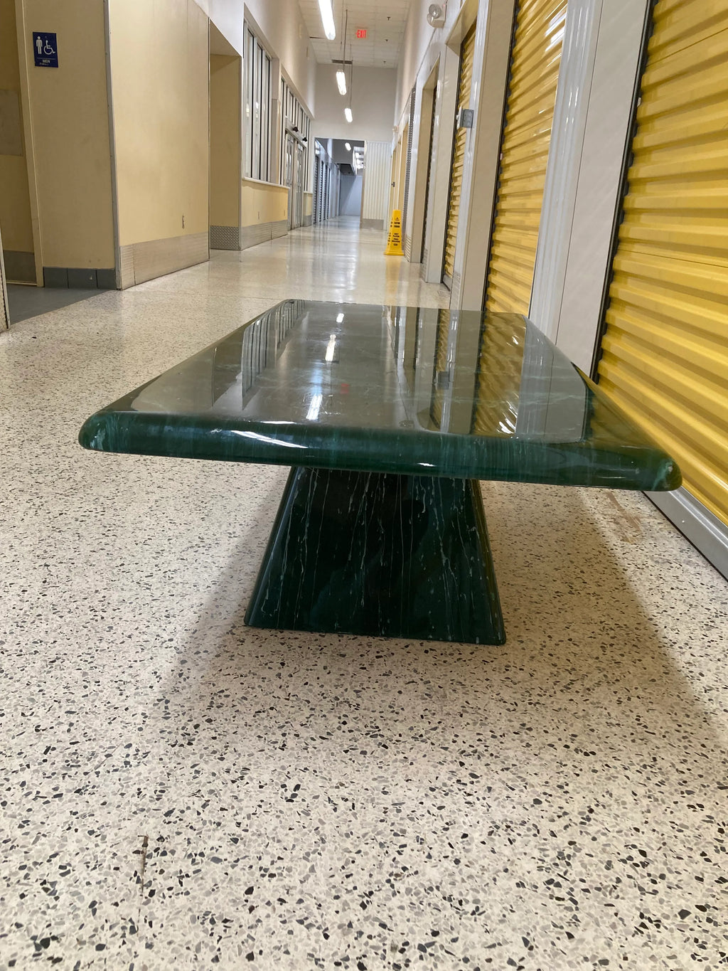 Late 20th Century Post Modern Green Faux Marble Laminate Coffee Table