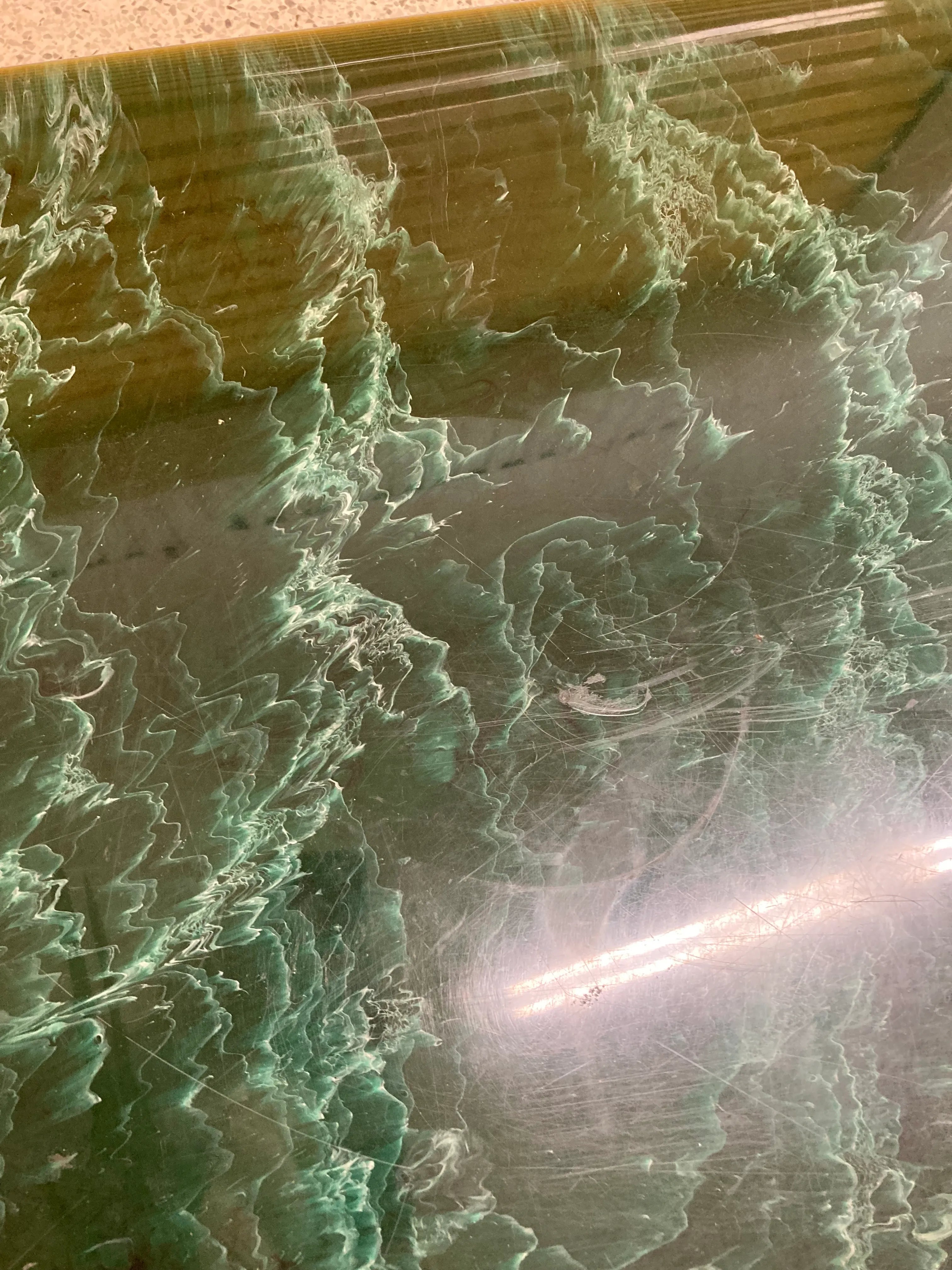 Late 20th Century Post Modern Green Faux Marble Laminate Coffee Table