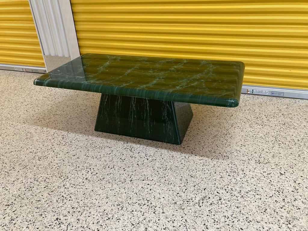 Late 20th Century Post Modern Green Faux Marble Laminate Coffee Table