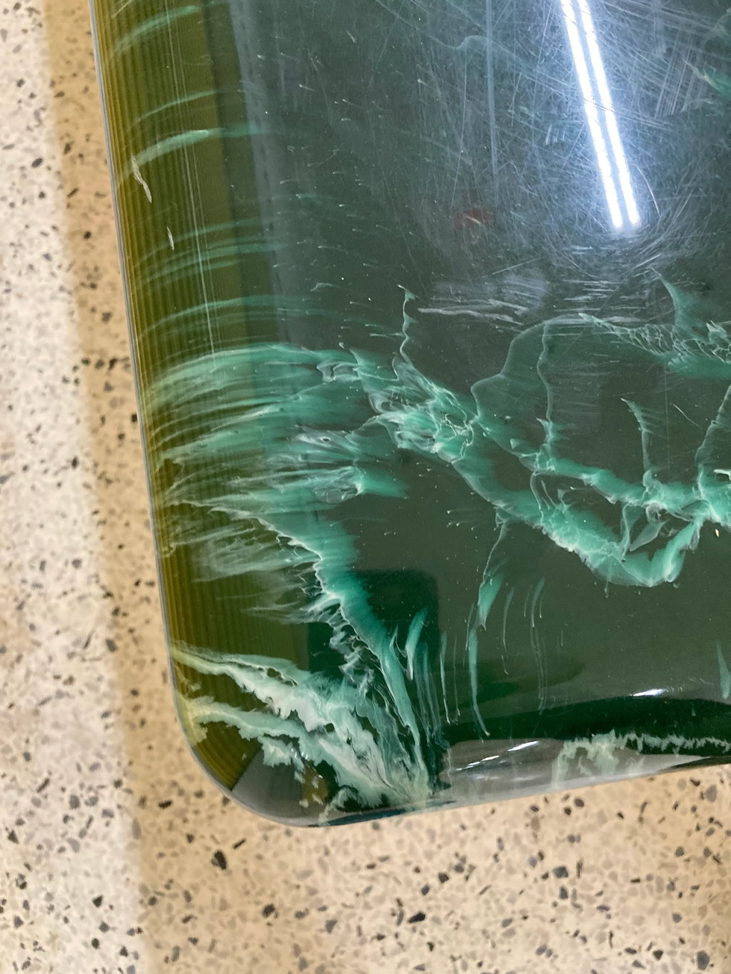 Late 20th Century Post Modern Green Faux Marble Laminate Coffee Table