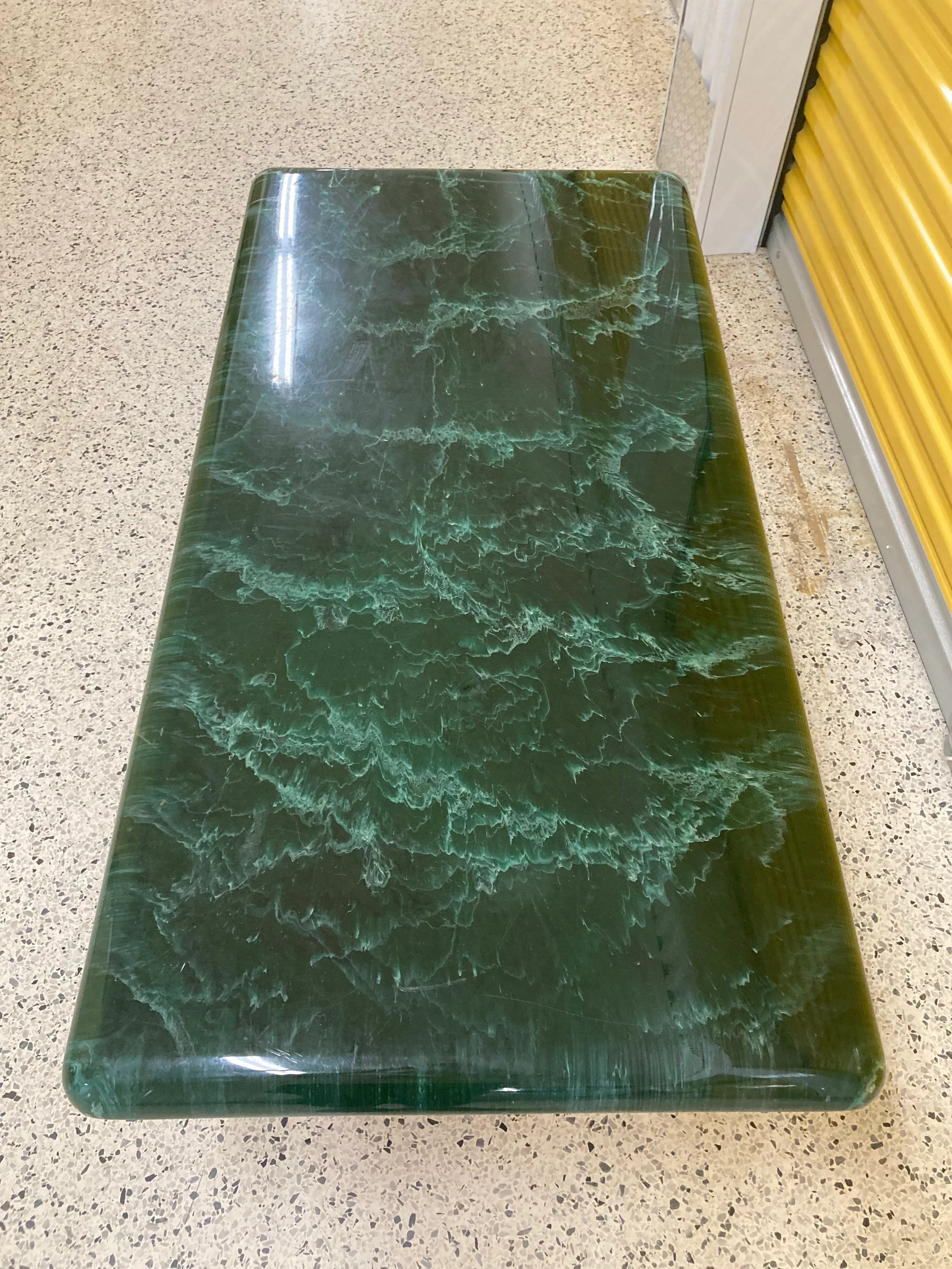 Late 20th Century Post Modern Green Faux Marble Laminate Coffee Table