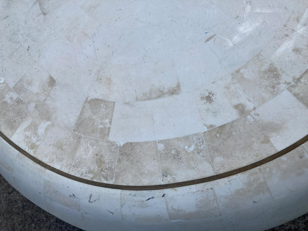 Late 20th Century Post-Modern Tessellated Stone Expanding Occasional Table After Karl Springer