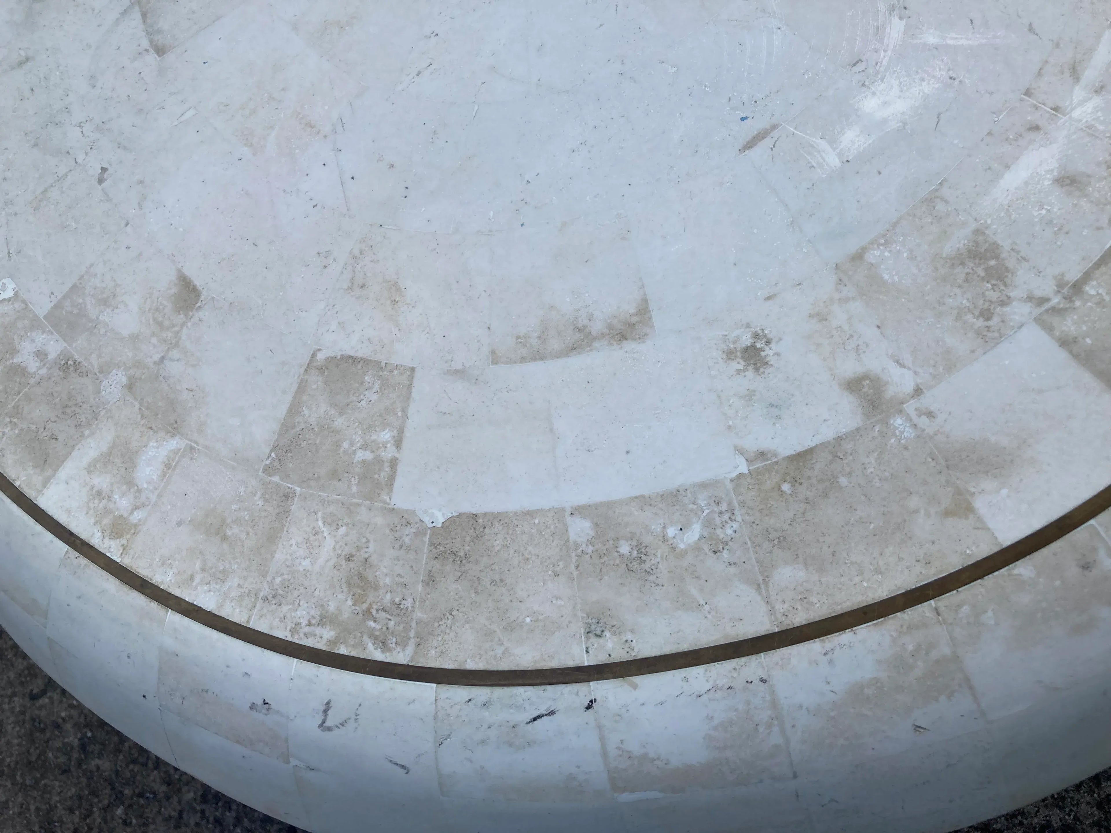 Late 20th Century Post-Modern Tessellated Stone Expanding Occasional Table After Karl Springer