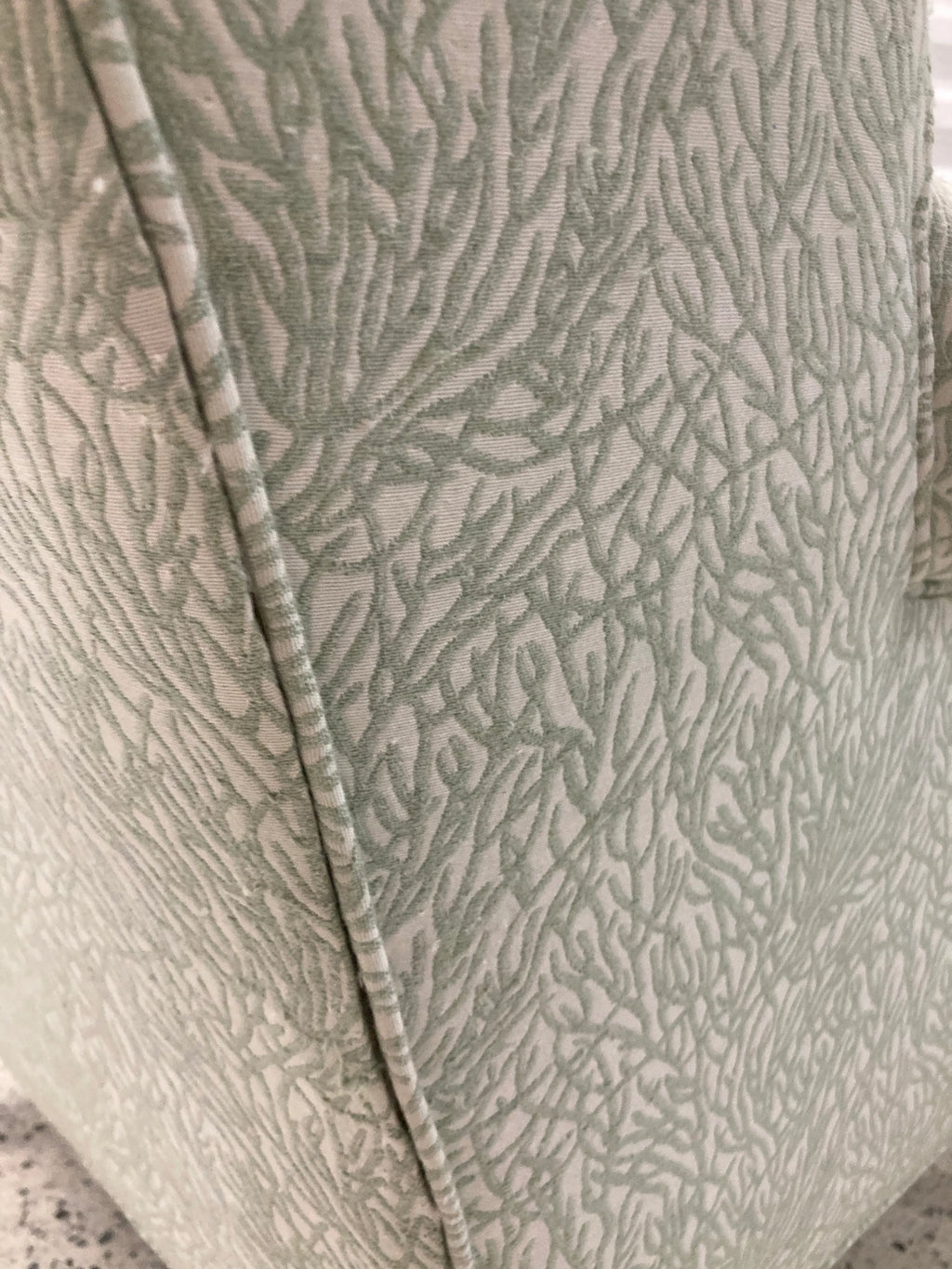 Late 20th Century Queen Anne Wingback Chair In Sage and White Upholstery