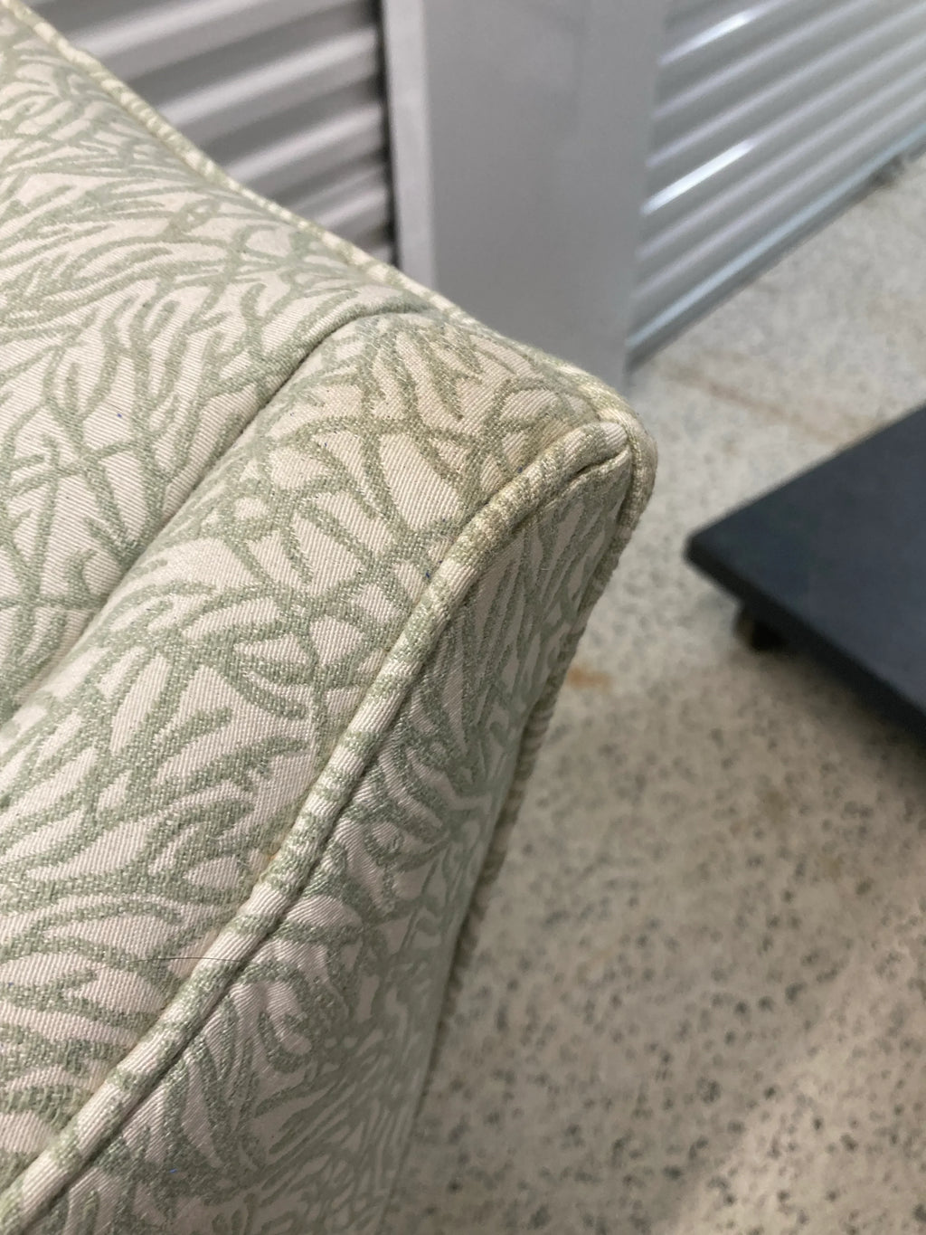 Late 20th Century Queen Anne Wingback Chair In Sage and White Upholstery
