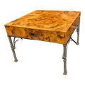 Maison Jansen Style Mid-20th Century Italian Burlwood Campaign Side Table