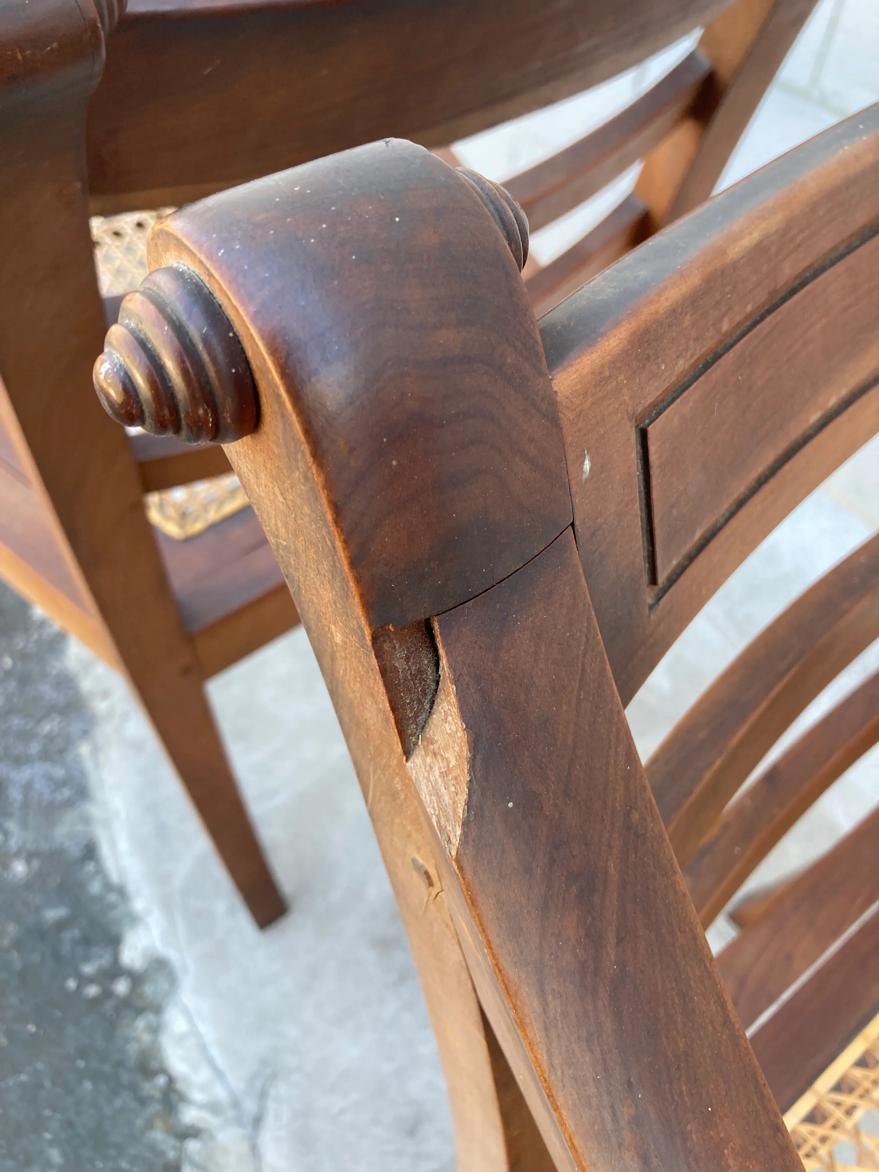 Mid 19th Century Antique Regency Anglo-Indian Elbow Chairs With Caned Seats - a Pair
