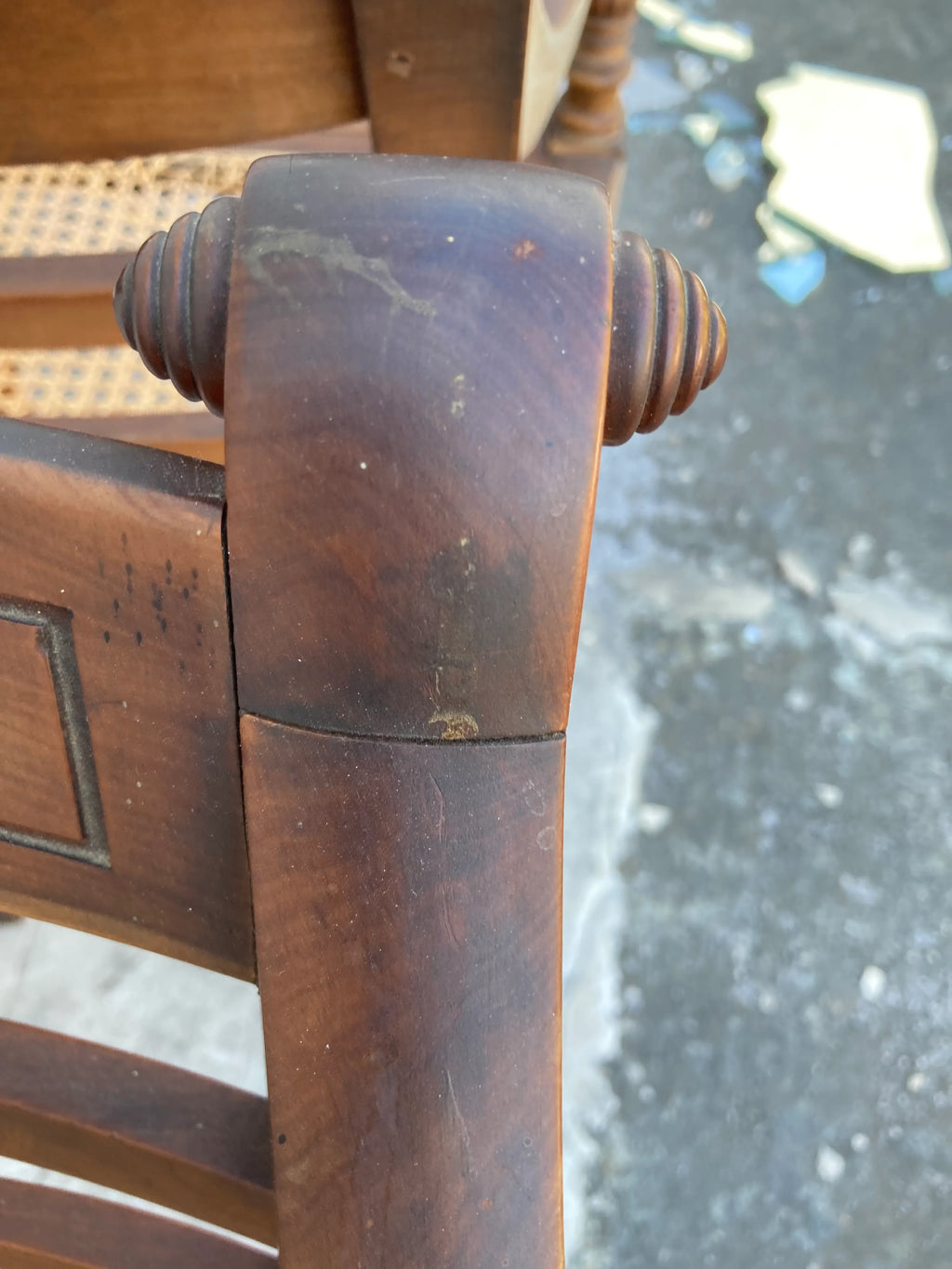 Mid 19th Century Antique Regency Anglo-Indian Elbow Chairs With Caned Seats - a Pair