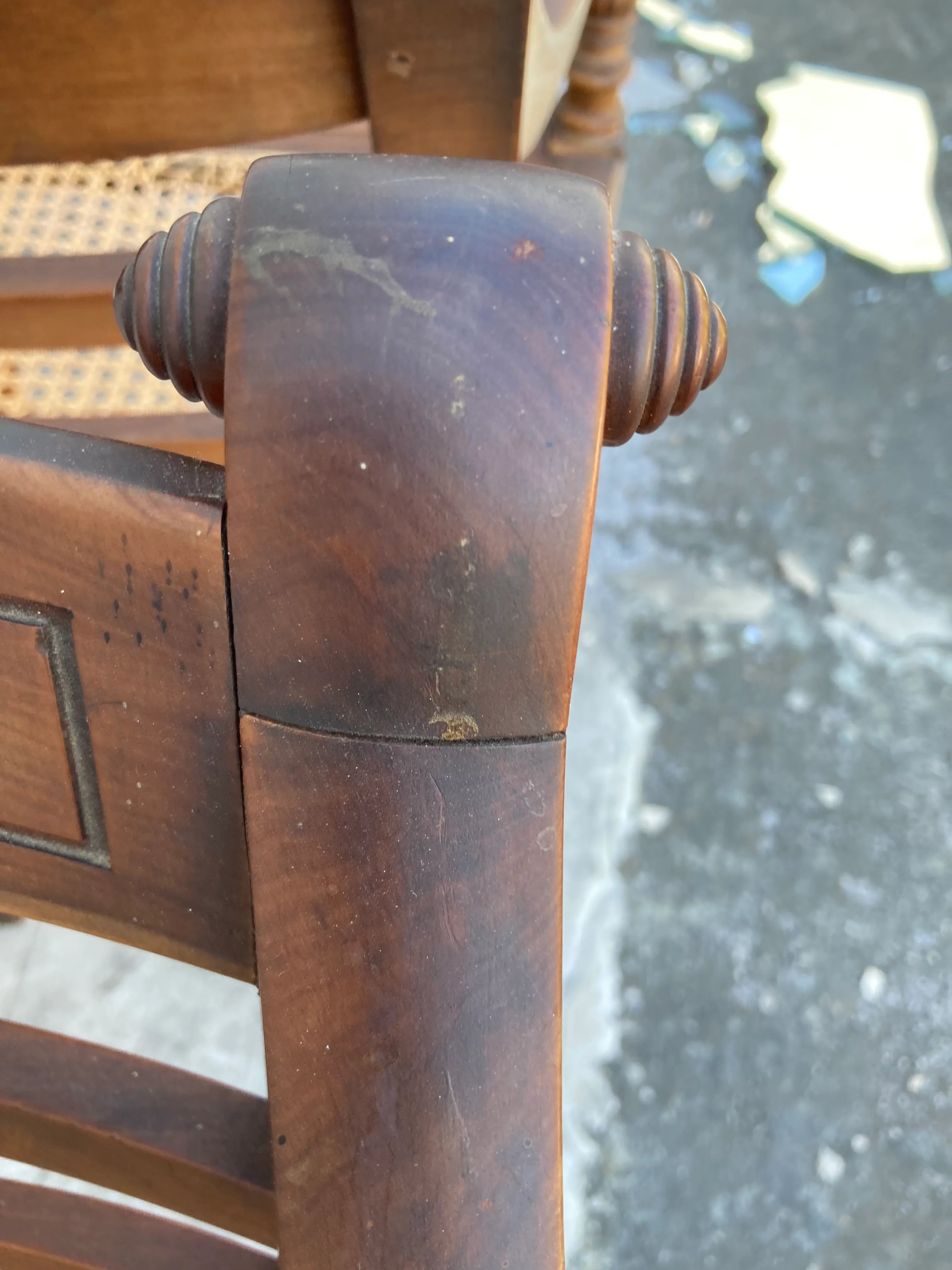 Mid 19th Century Antique Regency Anglo-Indian Elbow Chairs With Caned Seats - a Pair