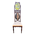 Mid-19th Century Dressing Chair With Convertible Mirror Seatback in Off-White Jacquard Fabric