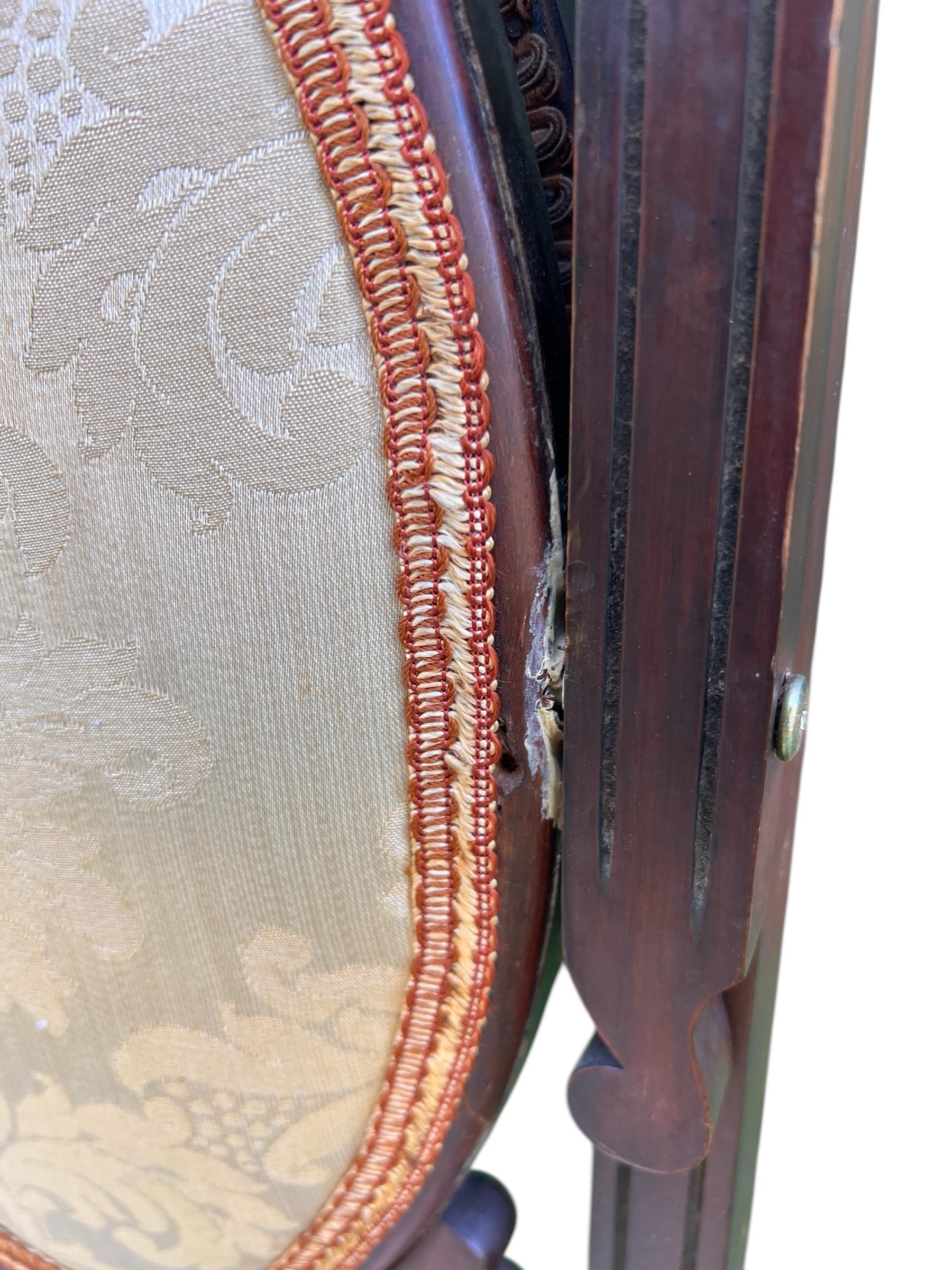 Mid-19th Century Dressing Chair With Convertible Mirror Seatback in Off-White Jacquard Fabric