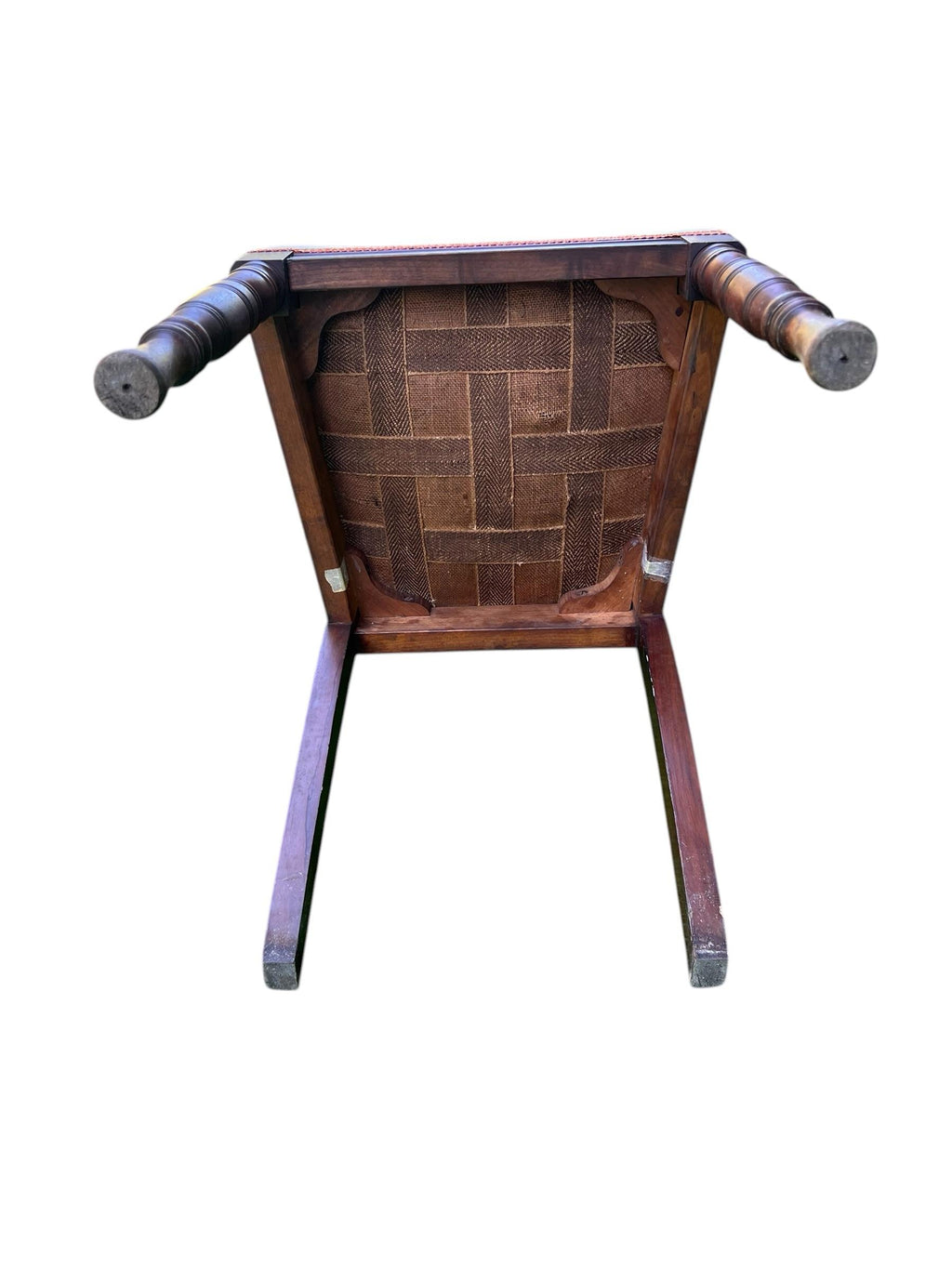 Mid-19th Century Dressing Chair With Convertible Mirror Seatback in Off-White Jacquard Fabric