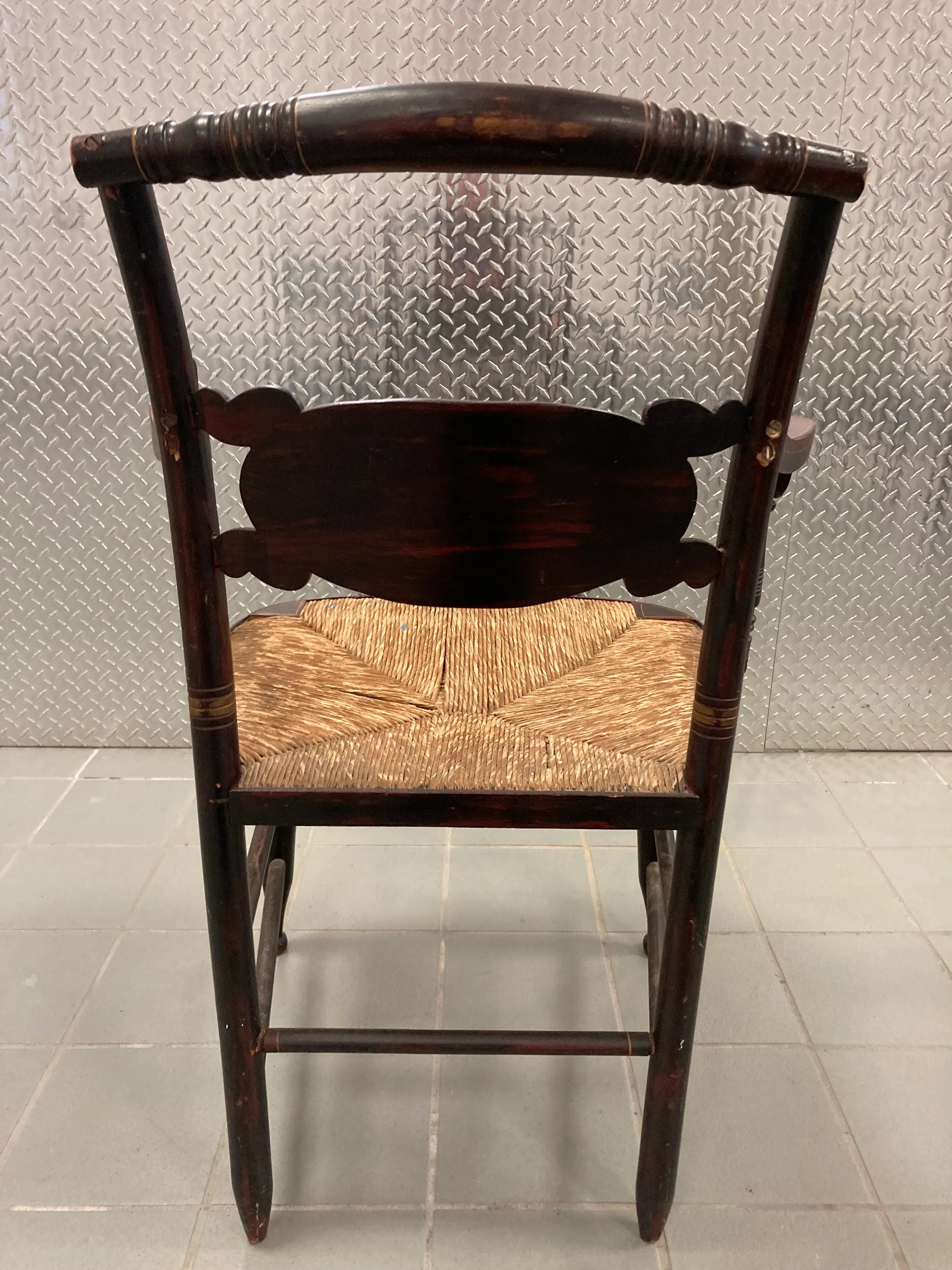 Mid 19th Century Late Federalist Period Hitchcock Armchair With Rush Seat