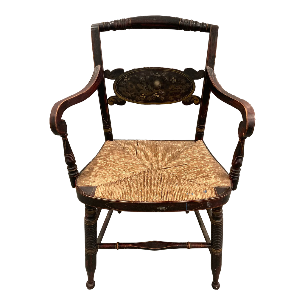 Mid 19th Century Late Federalist Period Hitchcock Armchair With Rush Seat
