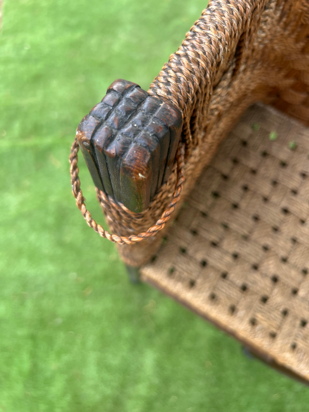 Mid 19th Century Rare Form George III Period Irish Corner Chair With Woven Rope Seat and Back