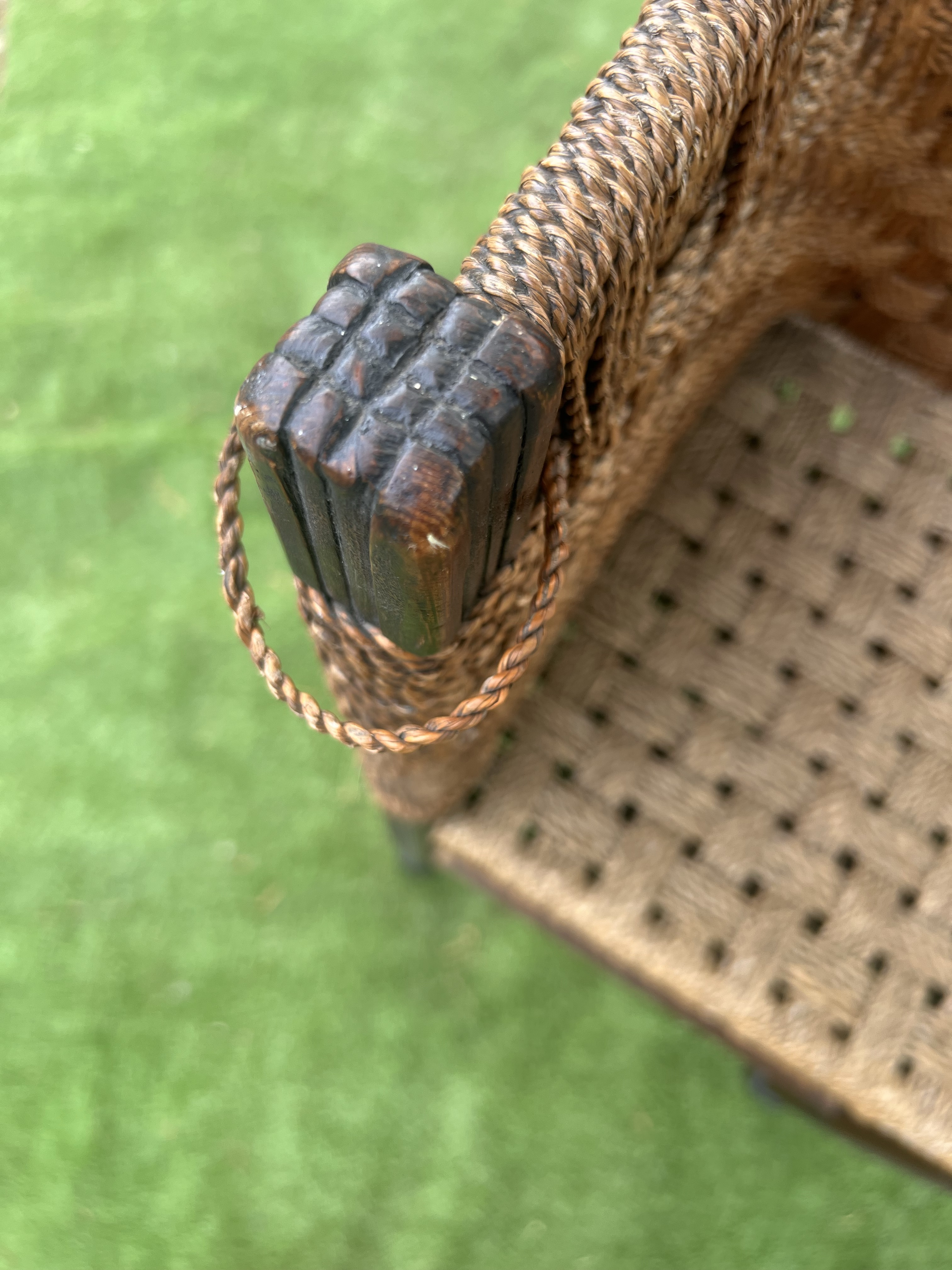 Mid 19th Century Rare Form George III Period Irish Corner Chair With Woven Rope Seat and Back