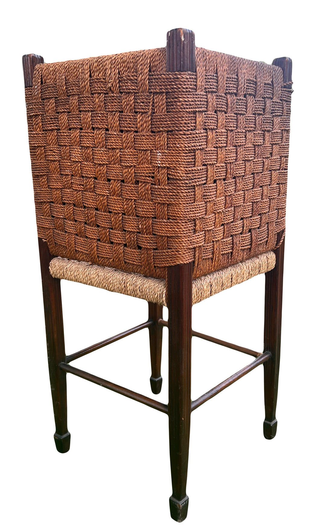 Mid 19th Century Rare Form George III Period Irish Corner Chair With Woven Rope Seat and Back