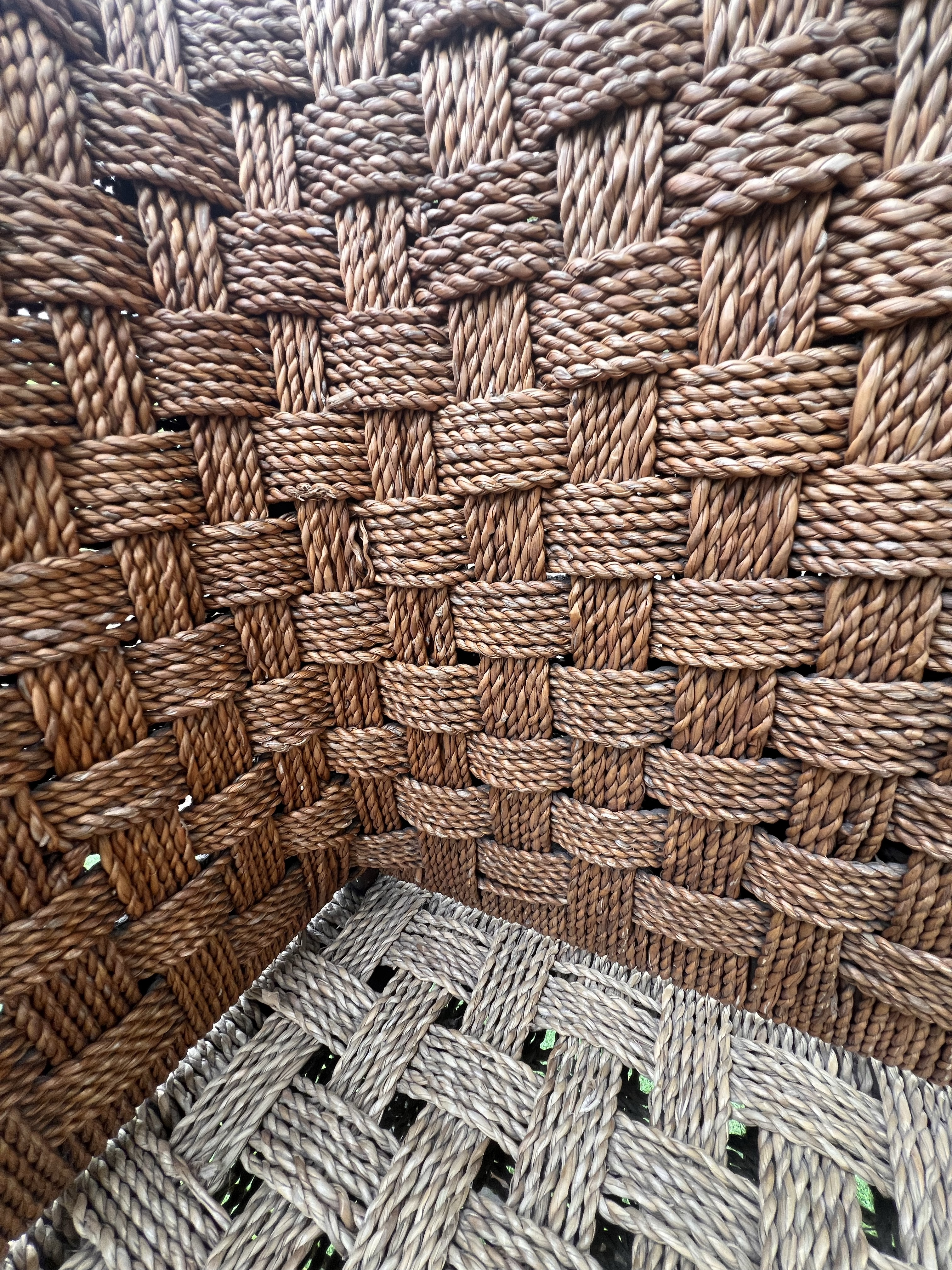 Mid 19th Century Rare Form George III Period Irish Corner Chair With Woven Rope Seat and Back