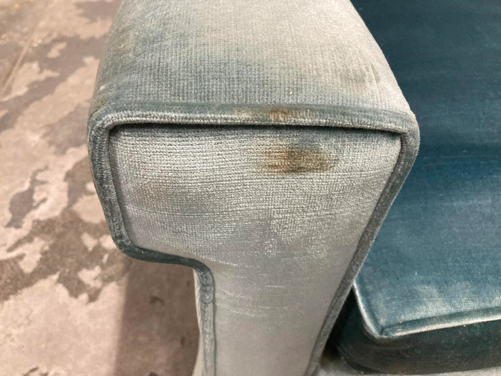 Mid-20th Century Aqua Velvet Couch