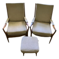 Mid-20th Century Armchairs and Footstool by Samuel Parker for Parker Knoll, England - Set of 3