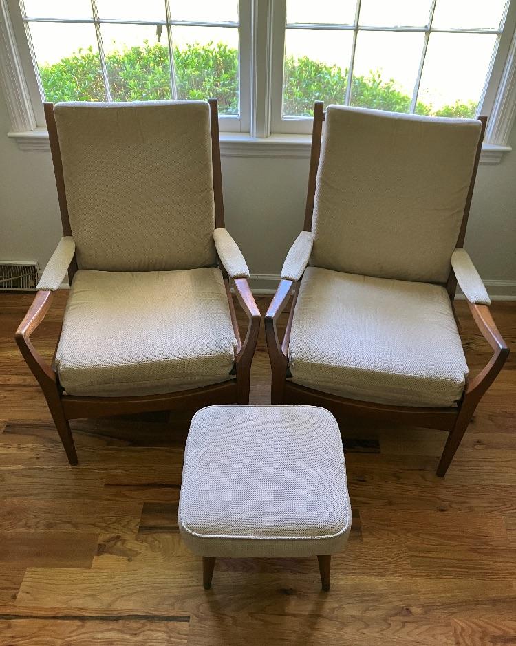 Mid-20th Century Armchairs and Footstool by Samuel Parker for Parker Knoll, England - Set of 3