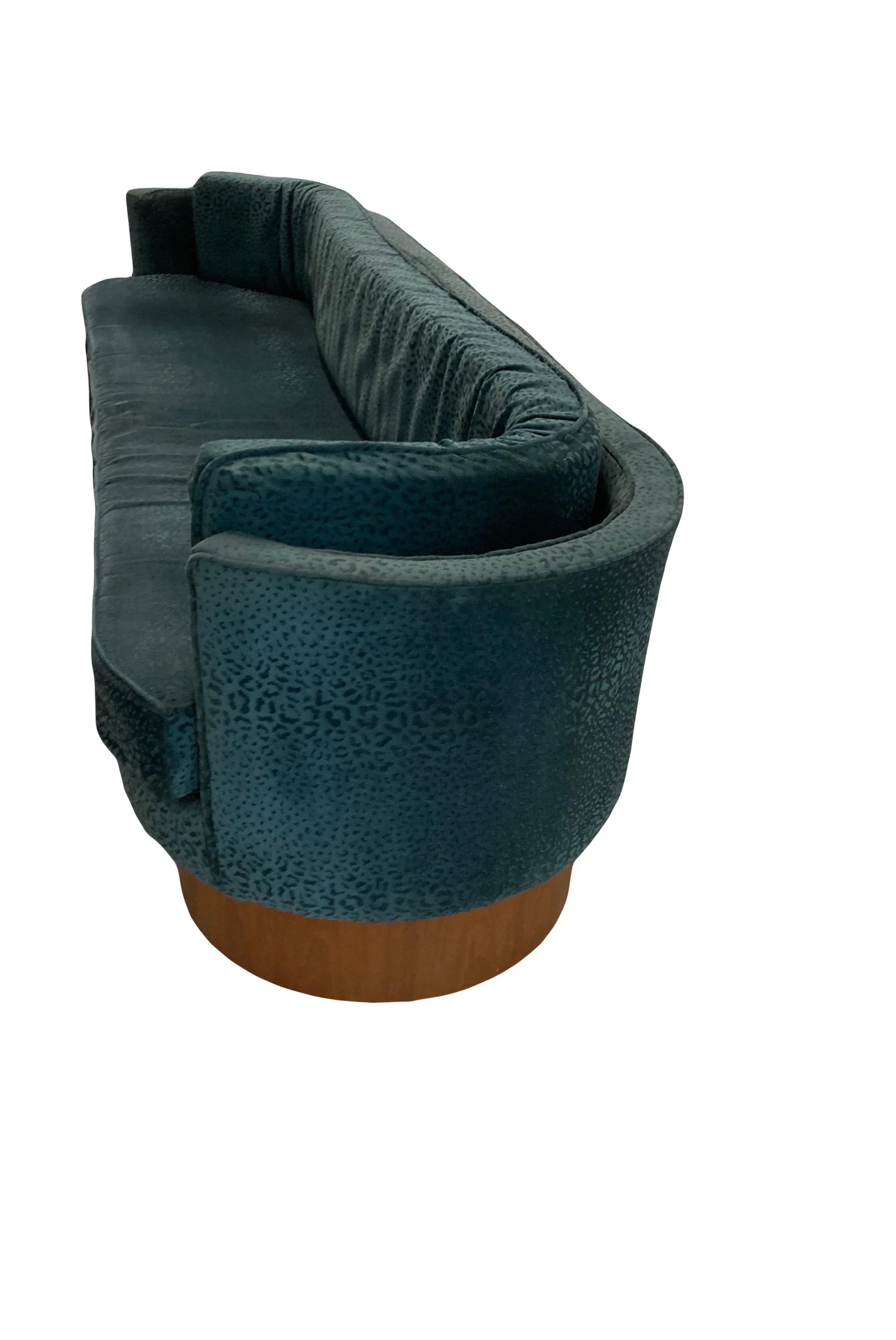 Mid-20th Century Art Deco or Danish Modern Style Elongated Curved Sofa on Open Plinths