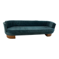 Mid-20th Century Art Deco or Danish Modern Style Elongated Curved Sofa on Open Plinths