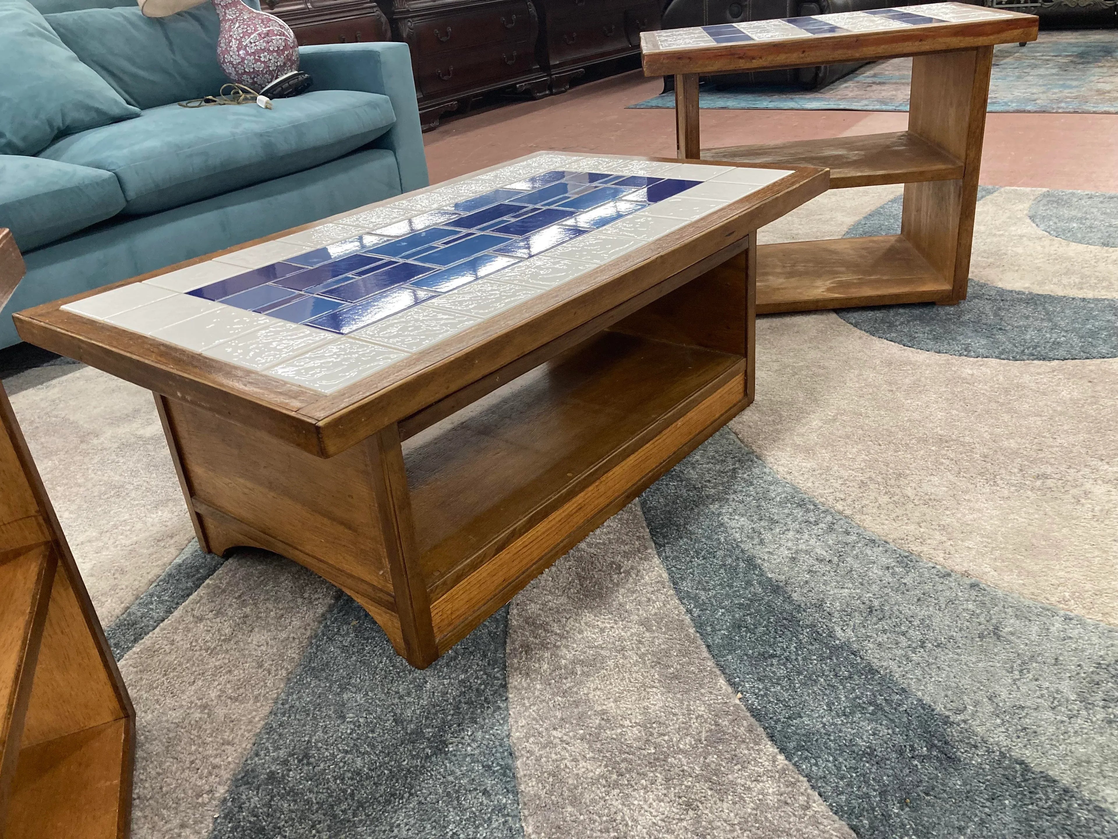 Mid-20th Century Arts and Crafts Style Tile Top Occasional Tables - Set of Three
