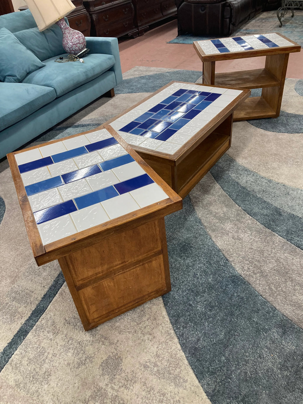 Mid-20th Century Arts and Crafts Style Tile Top Occasional Tables - Set of Three