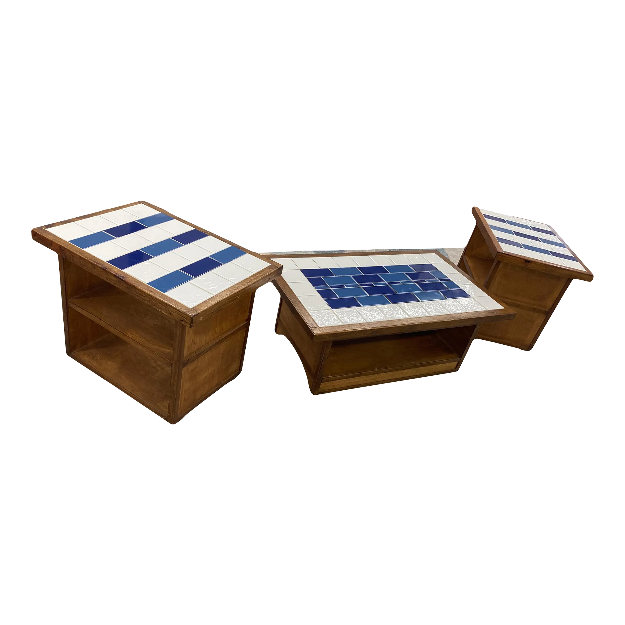 Mid-20th Century Arts and Crafts Style Tile Top Occasional Tables - Set of Three