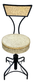 Mid-20th Century Atomic Age Industrial Era Wrought Iron Swivel Counter Stool