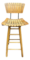 Mid-20th Century Bar Height Slatted Wooden Swivel Stool After Arthur Umanoff
