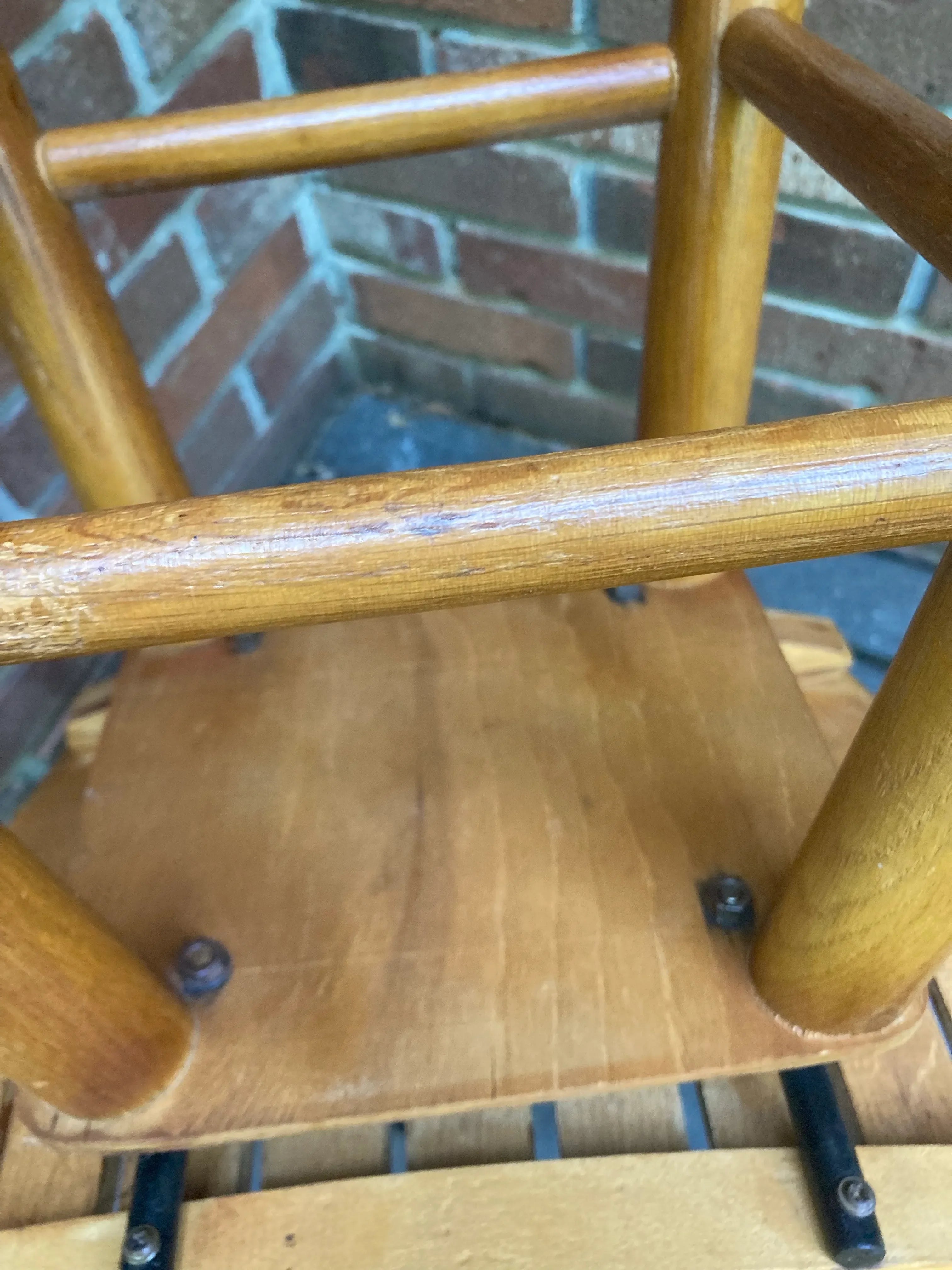 Mid-20th Century Bar Height Slatted Wooden Swivel Stool After Arthur Umanoff