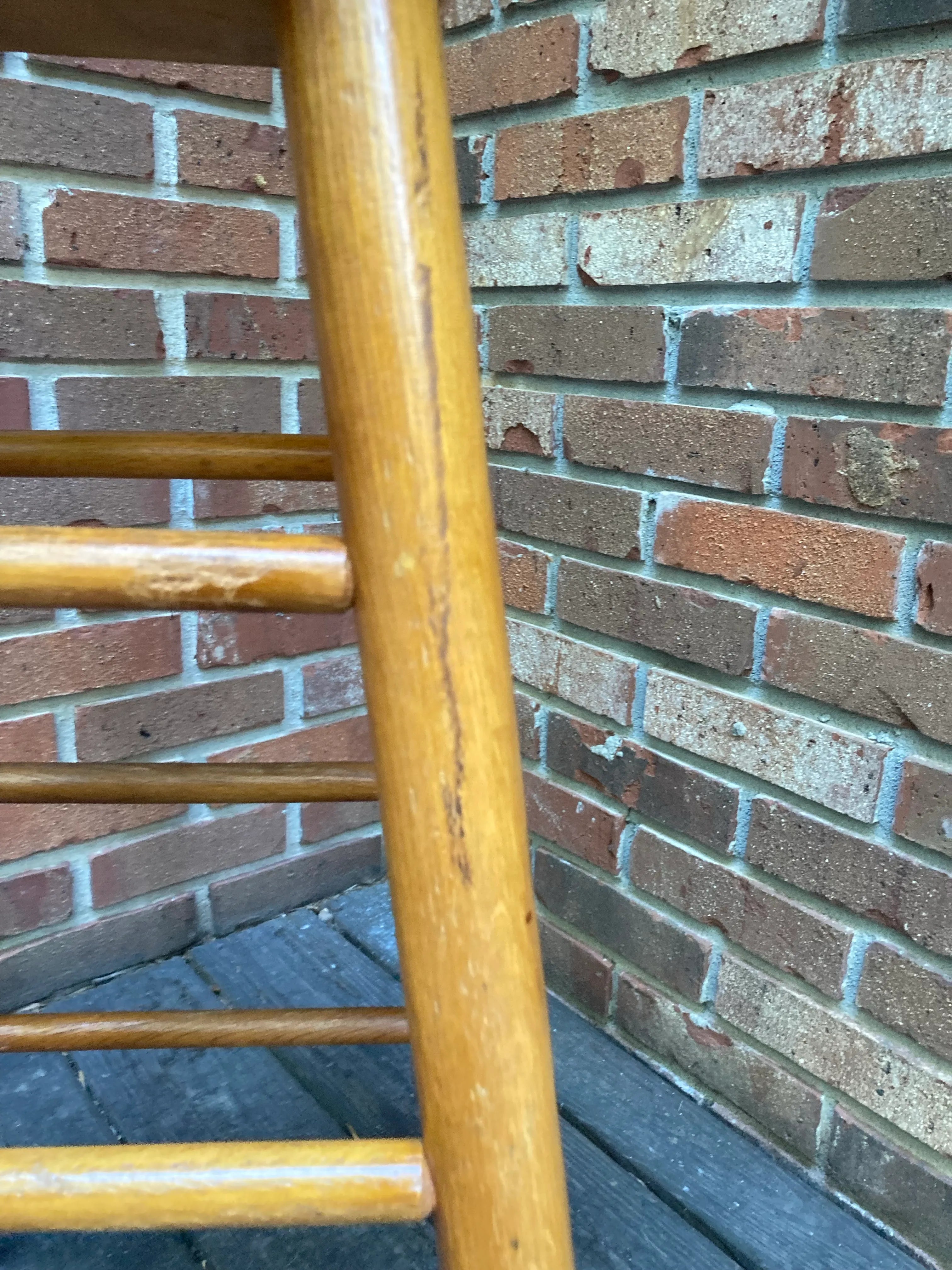 Mid-20th Century Bar Height Slatted Wooden Swivel Stool After Arthur Umanoff