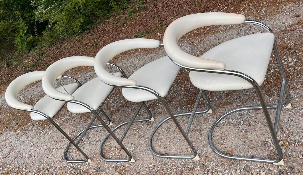 Mid 20th Century BauHaus Ss33 Cantilevered Barstools by Anton Lorenz for Thonet - Set of Four
