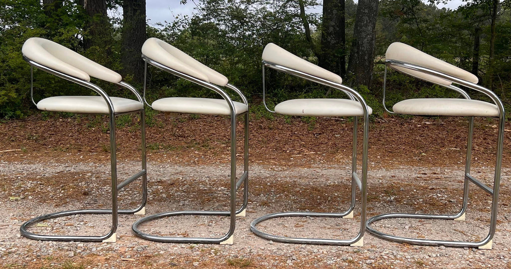 Mid 20th Century BauHaus Ss33 Cantilevered Barstools by Anton Lorenz for Thonet - Set of Four