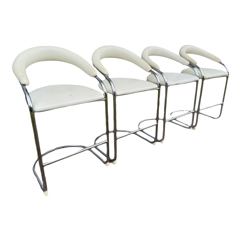 Mid 20th Century BauHaus Ss33 Cantilevered Barstools by Anton Lorenz for Thonet - Set of Four