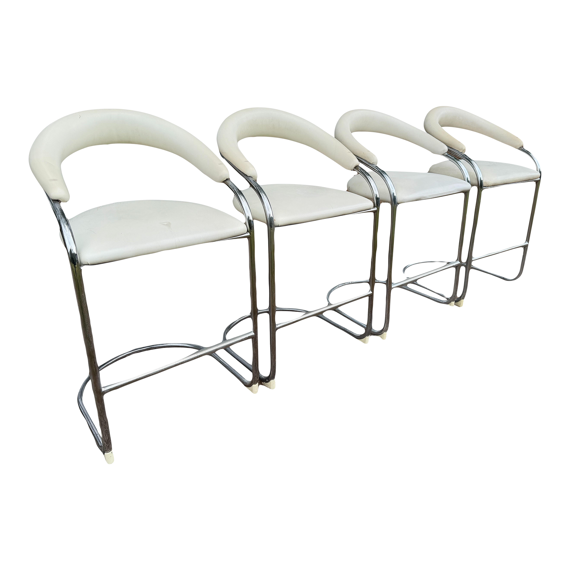 Mid 20th Century BauHaus Ss33 Cantilevered Barstools by Anton Lorenz for Thonet - Set of Four
