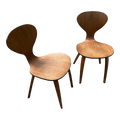 Mid-20th Century Bent Plywood Side Chairs in the Style of Norman Cherner - a Pair