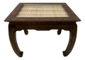 Mid-20th Century Burlwood Chinoiserie Ming Side Table With Inset Woven Grass Top and Chow Legs