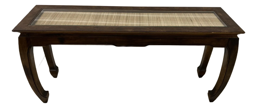 Mid-20th Century Chinoiserie Ming Console or Sofa Table With Woven Grass Inset Top and Chow Legs