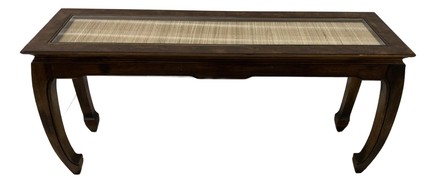 Mid-20th Century Chinoiserie Ming Console or Sofa Table With Woven Grass Inset Top and Chow Legs