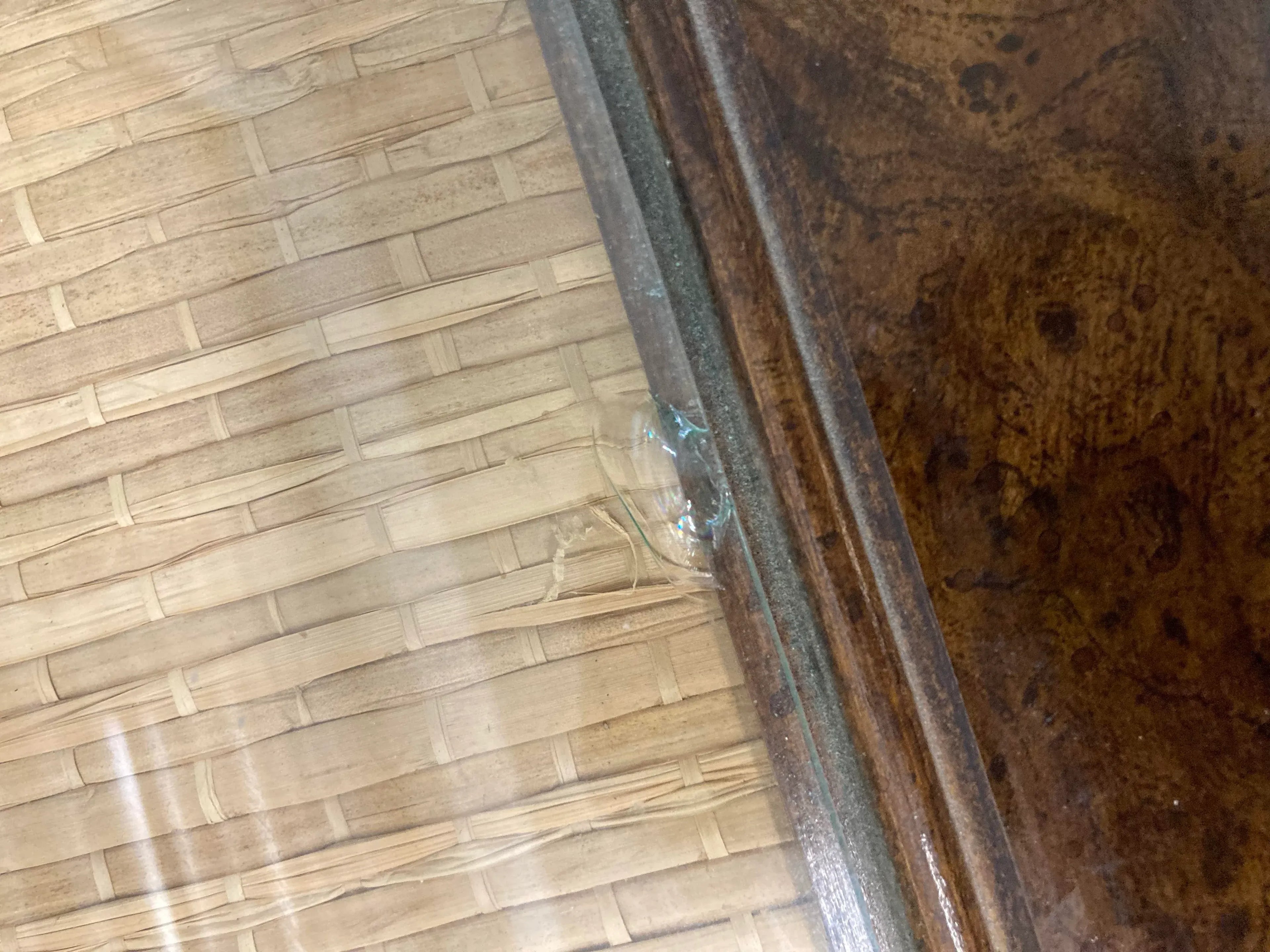Mid-20th Century Chinoiserie Ming Console or Sofa Table With Woven Grass Inset Top and Chow Legs