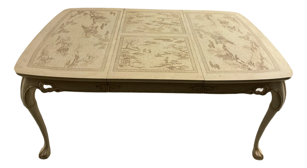 Mid-20th Century Chinoiserie Oval Dining Table by Ming Treasures for Drexel Heritage in Ivory Lacquer
